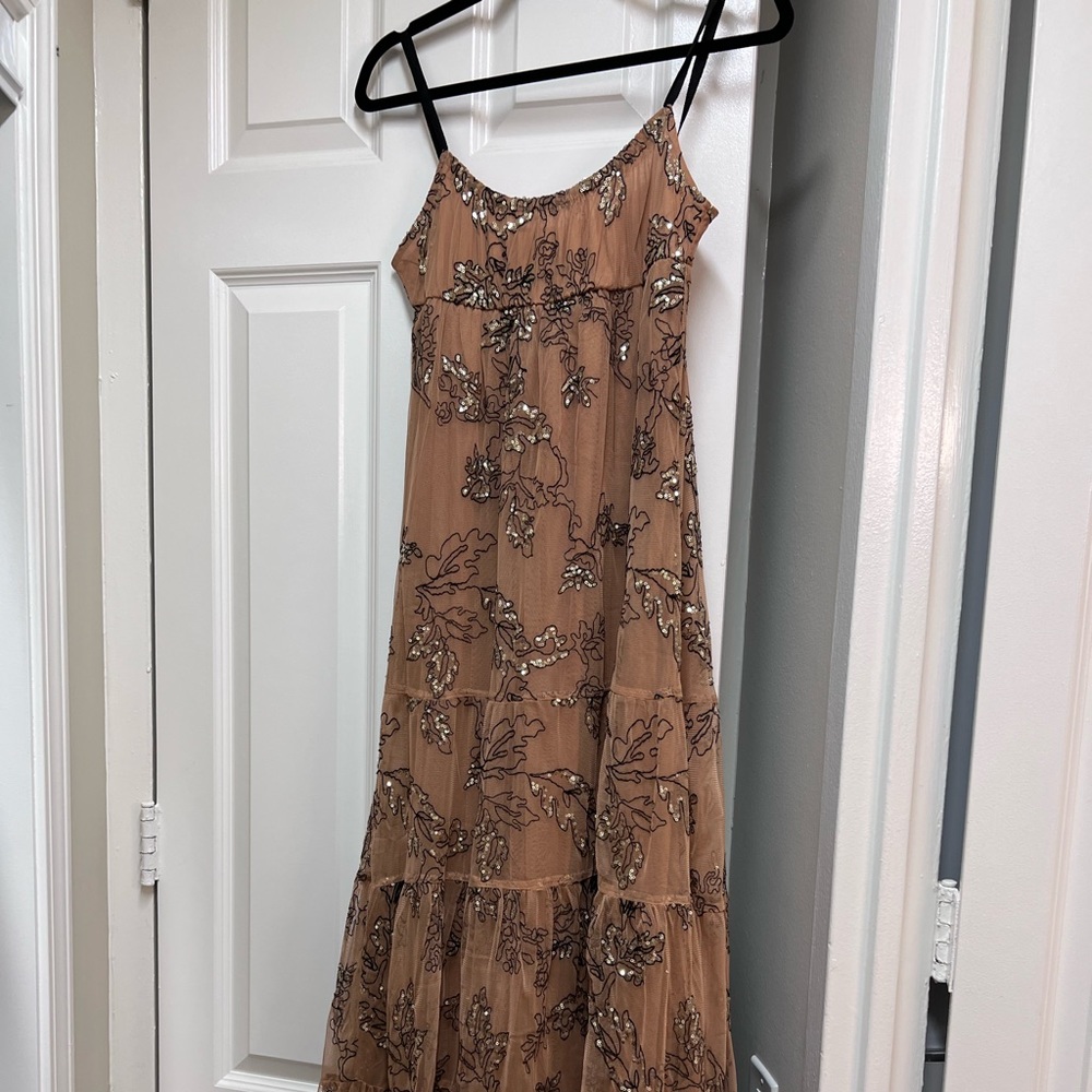 Anthropologie Sequin Tulle Midi Dress